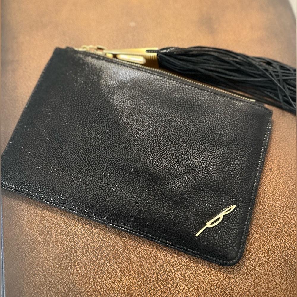 Brian Atwood Textured Leather Black Clutch